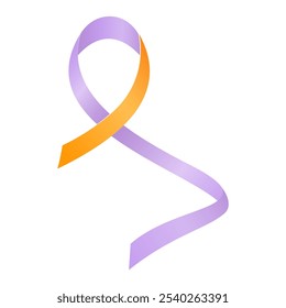 Lavender y cinta naranja conciencia Eccema, Psoriasis, Artritis psoriásica. Aislado sobre fondo blanco. Ilustración vectorial.