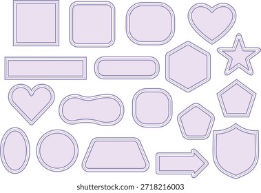  Conjunto de formas de contorno de lavanda. Quadros arredondados para rótulos, emblemas e layouts de interface do usuário. Elementos vetoriais limpos para marca moderna e design de interface.