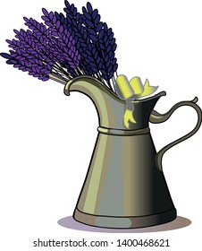 Lavender pot ribbon beauty decoration still life