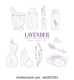 Lavender Products Clipart Elements Hand Drawn Realistic Sketch
