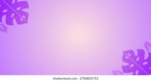 Fondo de gradiente de color pastel púrpura y lavanda con color suave y liso y elemento de hojas de palma