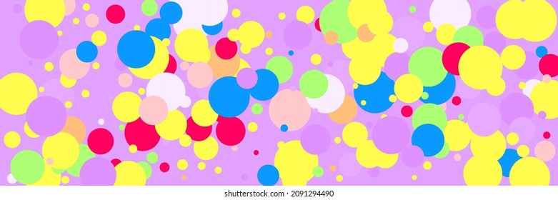 Lavender Red Violet Circles Kids Pastel Illustration. Vibrant Rainbow Green Pink Vivid Background. Dark Blue Color Beige Multicolor Bright Composition. Children Purple Yellow Light Play Print.