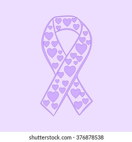 Lavender ribbon heart epilepsy cancer solidarity day. Craniosynostosis Craniofacial. Epilepsy awareness. Craniosynostosis awareness. Cancer awareness. svg