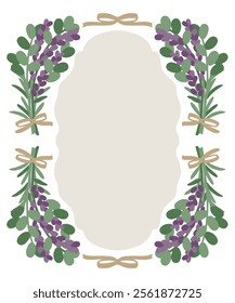 Lavender and ribbon vector frame