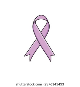 Lavender Satin Ribbon All Cancer Awareness World Cancer Day On White Background Vector Illustration svg