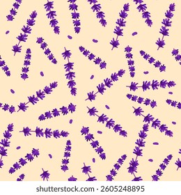 lavender scattered on an endless background. delicate floral print with French motifs