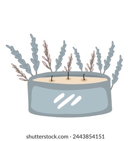 Lavender scented candle flat design set