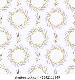 Lavender seamless pattern with flowers . Floral background. Provence design with lavender. Hand drawn vector illustration for textile, wrapping paper, clothing, packaging.
