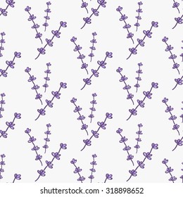 Lavender. Seamless pattern with flowers on the white background. Hand-drawn original background. Swatch inside. Vector illustration