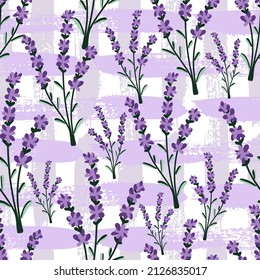 Modalidad de lavanda sin soldadura. Impresión moderna para tejidos, textiles, papel de envoltura. Ilustración vectorial.