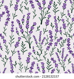 Lavender seamless pattern. Modern print for fabric, textiles, wrapping paper. Vector illustration.