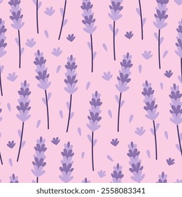 Lavender Seamless Pattern. Purple Floral Design for Natural Products. Provence flower wallpaper. 