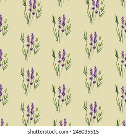 Lavender seamless pattern vector background in vintage style. Decorative pattern for textiles, interior decoration, web page background, wrapping paper, cosmetic package decoration & labeling. 