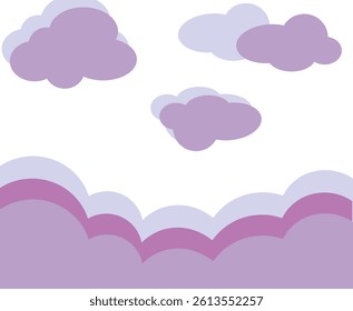 Lavender Sky Pastel Clouds and Hills Illustration