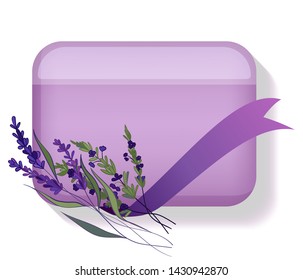 Lavender soap and with blooming flowers