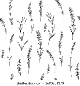 Lavender solid-drawn, araphoristic ready for use print. Lavandula natural print and background. Illustration