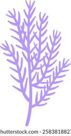 Lavender sprig growing upward with multiple stems and leaves, representing growth, nature, and aromatherapy, perfect for wellness and spa designs