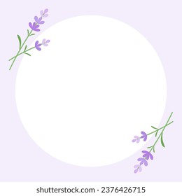 lavender square background with circle frame for card,banner