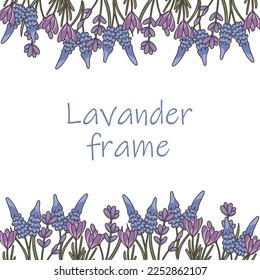 Lavanda. Marco cuadrado. Decoración de bodas. Postal con flores. Flores silvestres.