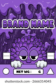 Lavender Strain Cartoon with Slime Background. Design For Logo, Label, Cover and Packaging Product.