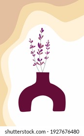 Lavender twigs in a vase hand drawn vector illustration EPS10 for typography wall decor etc