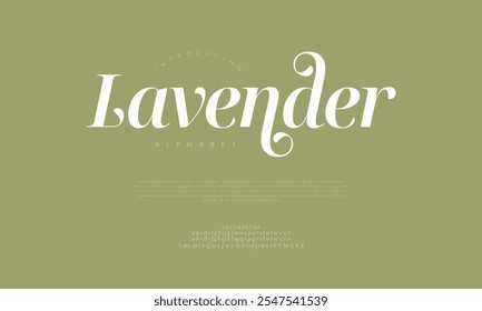 Lavanda tipografia beleza moda elegante minimalista serif italic fontes decorativo casamento vintage retro logos. Logotipo de fonte de luxo mínimo alfabeto. Ilustração vetorial