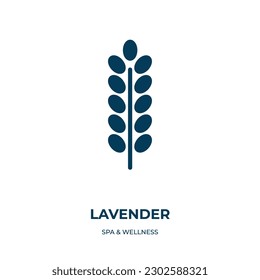 icono del vector lavanda. lavanda, hierba, íconos orgánicos rellenos del concepto de bienestar de spa plano. Icono de glifo negro aislado, elemento de símbolo de ilustración vectorial para diseño web y aplicaciones móviles