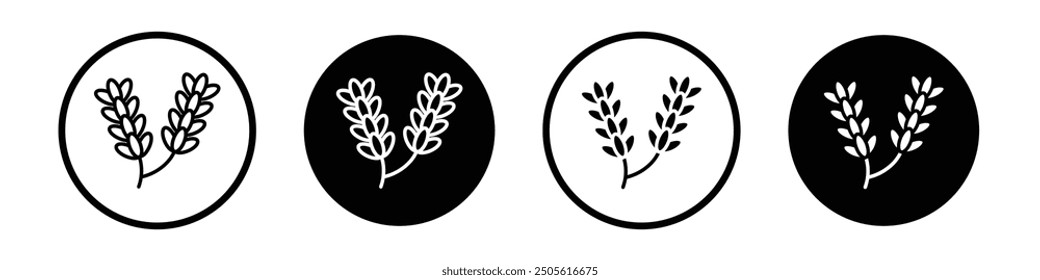 Conjunto de iconos de Vector de lavanda con estilo negro relleno y delineado.