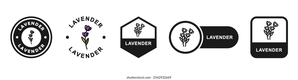Lavanda - ícones vetoriais para rotulagem de produtos.