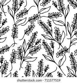 Lavender vector illustration. Doodle style. Design icon, print, logo, poster, symbol, decor, textile, paper, card. 