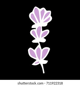 Lavender vector illustration. Doodle style. Design icon, print, logo, poster, symbol, decor, textile, paper, card. 