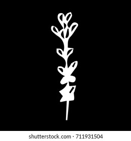 Lavender vector illustration. Doodle style. Design icon, print, logo, poster, symbol, decor, textile, paper, card. 