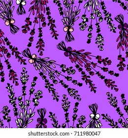 Lavender vector illustration. Doodle style. Design icon, print, logo, poster, symbol, decor, textile, paper, card. 