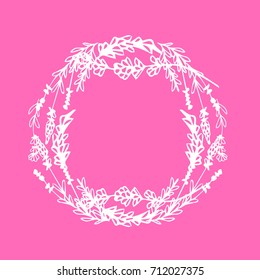 Lavender vector illustration. Doodle style. Design icon, print, logo, poster, symbol, decor, textile, paper, card. 