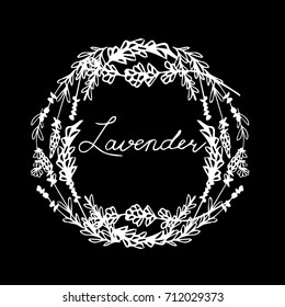 Lavender vector illustration. Doodle style. Design icon, print, logo, poster, symbol, decor, textile, paper, card. 