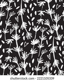 Lavender vector monochrome illustration. Doodle style. Design icon, print, logo, poster, symbol, decor, textile, paper, card.