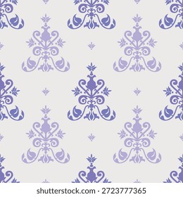 Patrón inconsútil victoriano del damasco de la lavanda para la materia textil romántica y la decoración del patrimonio
