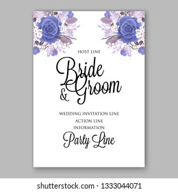  Lavender violet Rose Floral Wedding Invitation Card Template Vector autumn fall leaves