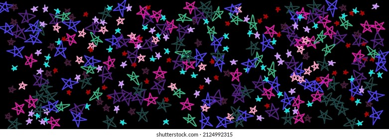 Lavender Vivid Pastel Bordo Colorful Multicolor Black Design Pic. Mint Violet Dark Purple Naive Bright Green Childish Sky Background. Red Vibrant Kids Stars Night Pink Chaotic Handdrawn Stars.