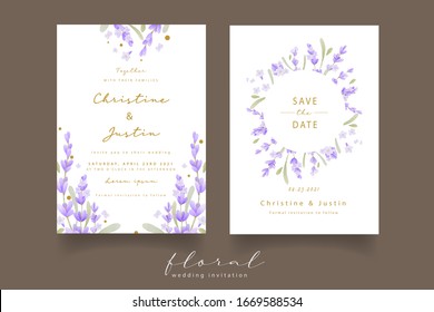 Lavender Watercolor Wedding Invitation Set 