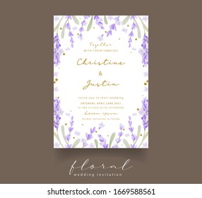 Lavender watercolor wedding invitation set 