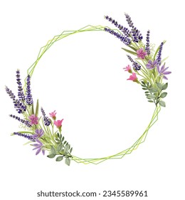 tarjeta de boda lavender wreath en acuarela