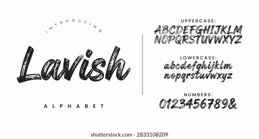Lavish alphabet elegant brush script font for luxury fashion boutique branding and celebration
