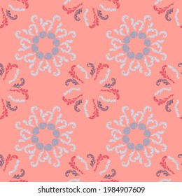 Lavish branches elegant seamless floral motif pattern, stylized flowers organic print, vector ornate background. Classic floral stylized organic seamless fabric print vector with flowers, twigs.