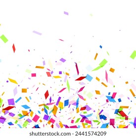 A lavish cascade of multicolored confetti floats through the air, portraying a lively scene of celebration and high spirits.