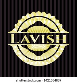 Lavish gold shiny badge. Vector Illustration. Detailed.