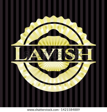 Lavish gold shiny badge. Vector Illustration. Detailed.