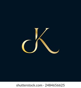 Lujosa letra de monograma J y K adecuada para el logotipo de cosméticos