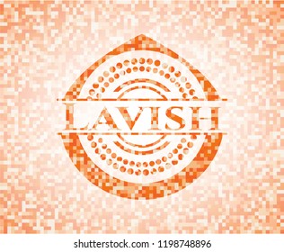 Lavish orange mosaic emblem with background