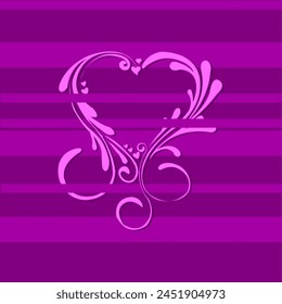 Lavishly decorated ornamental heart in shades of lavender, featuring intricate patterns and delicate details. Elegant and romantic design perfect for wedding invitations, Valentine's Day cards